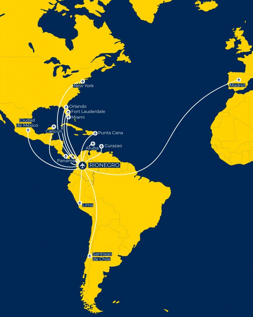 Rutas aéreas internacionales desde Medellín
